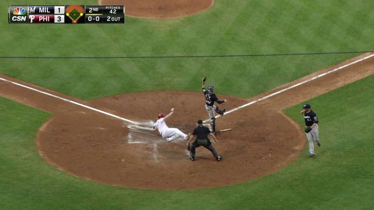 Phillies start fast, but falter vs. Brewers