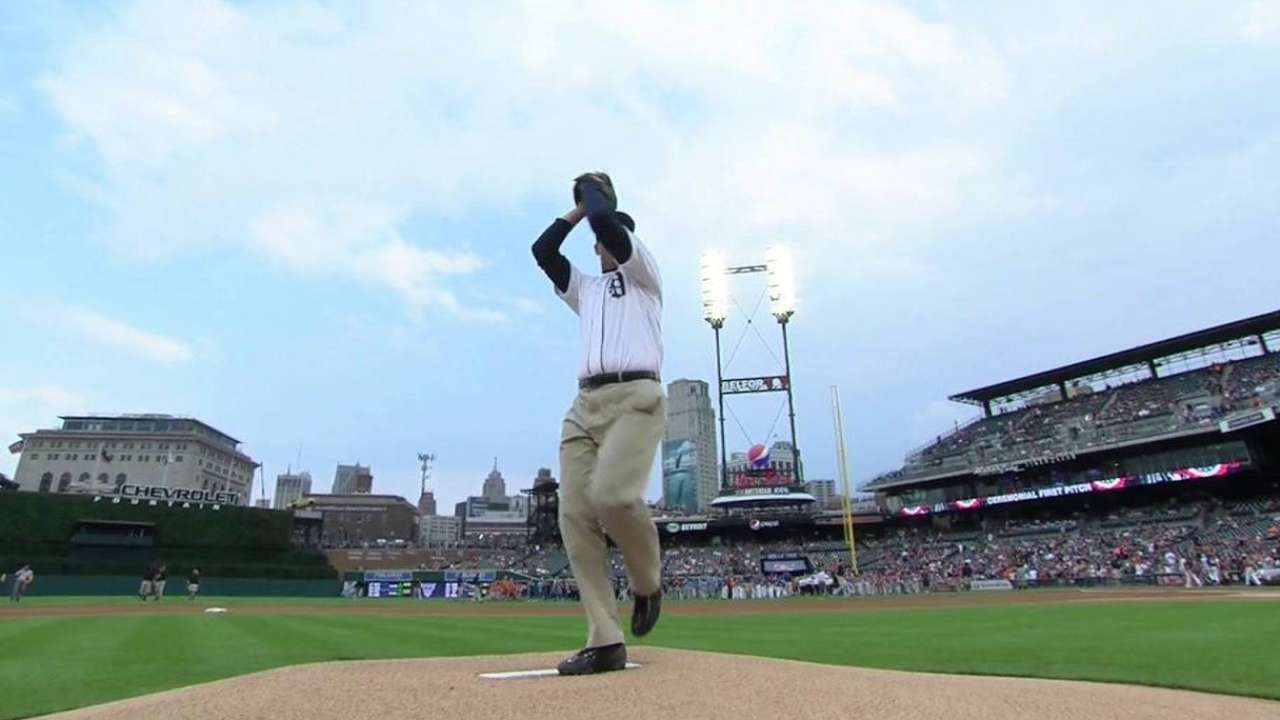 Harbaugh throws out first pitch