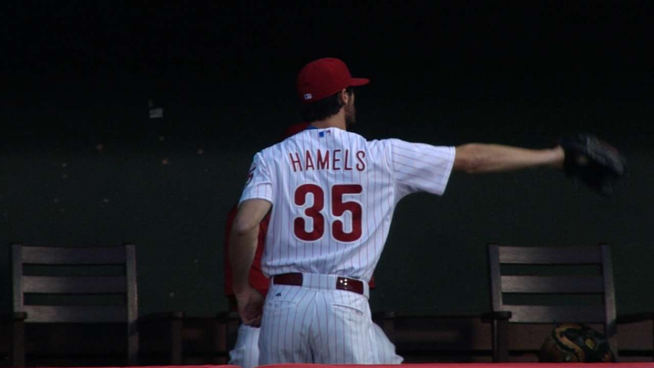 Hamels fans seven over seven