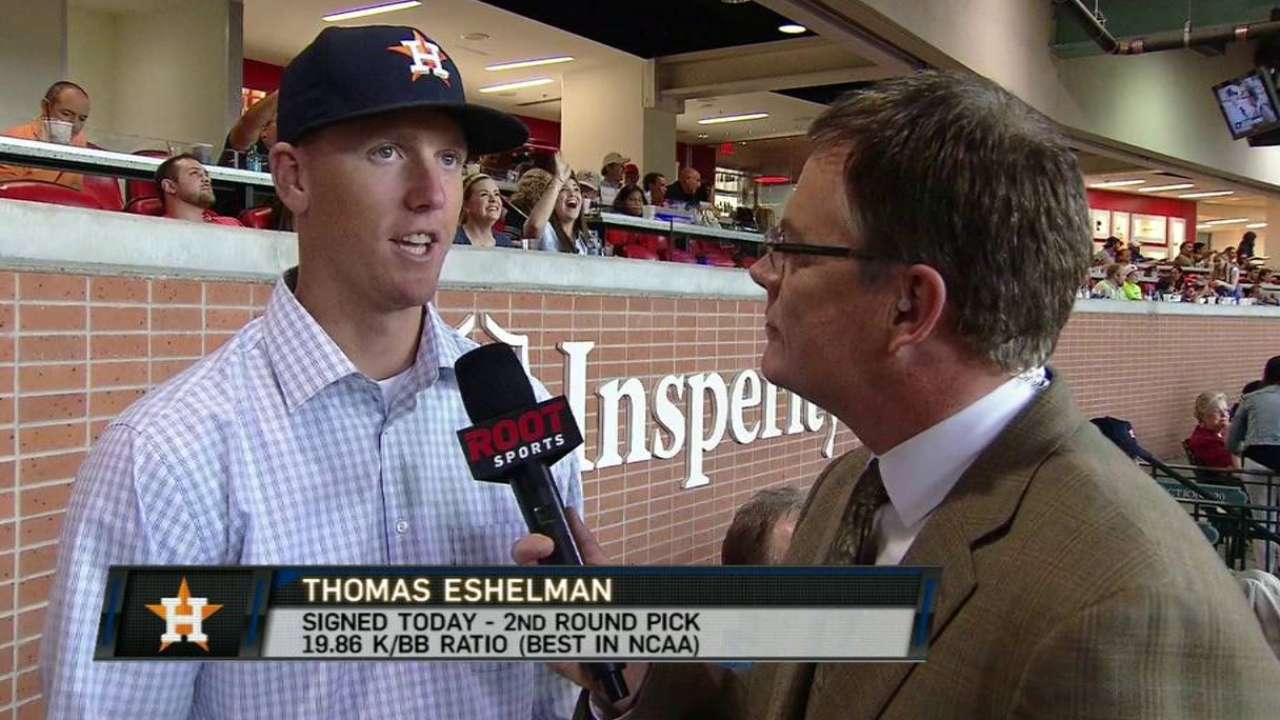Astros sign second-rounder Eshelman