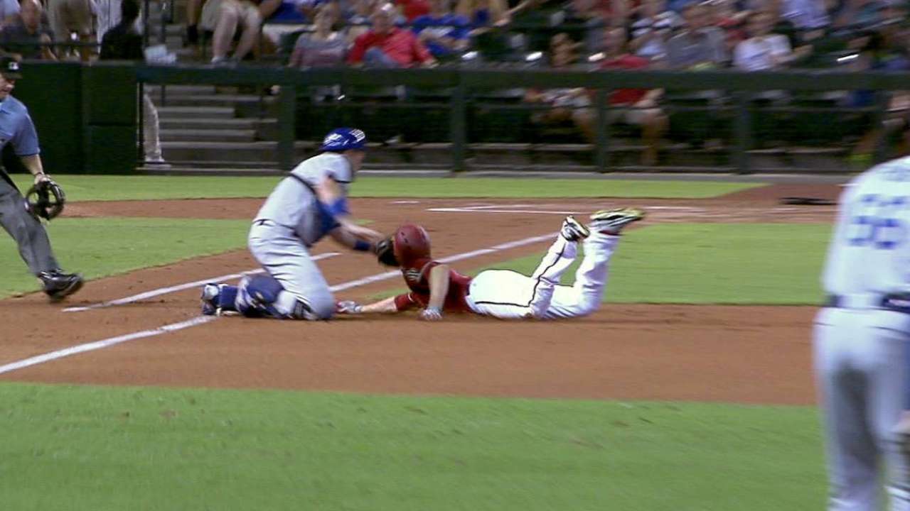 Ellis hustles to first for out