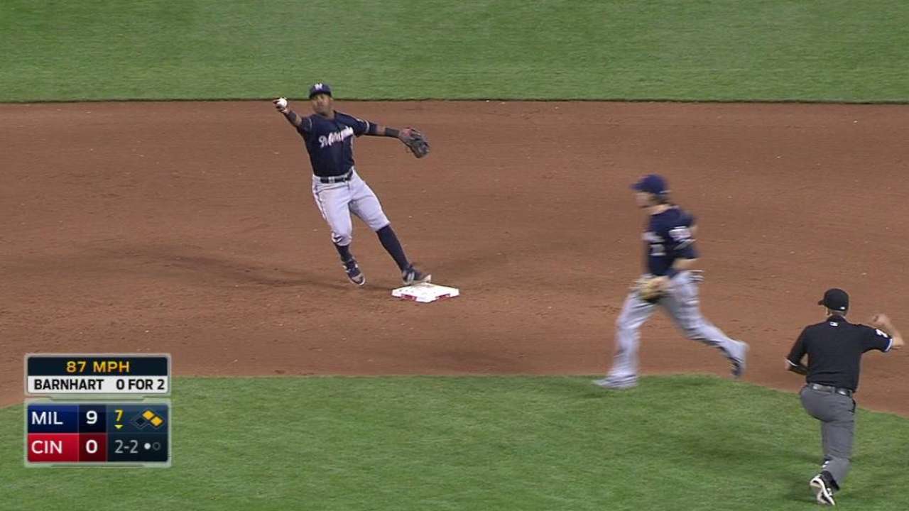 Gennett snags liner, gets two