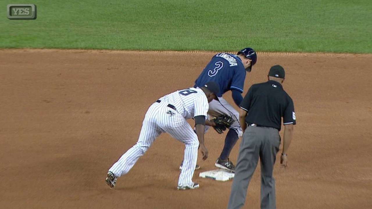 Young throws out Longoria