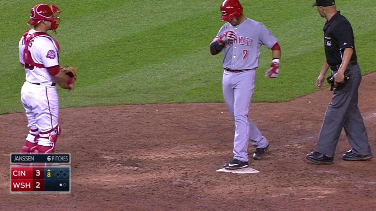Suarez's homer gives Reds final word in D.C.