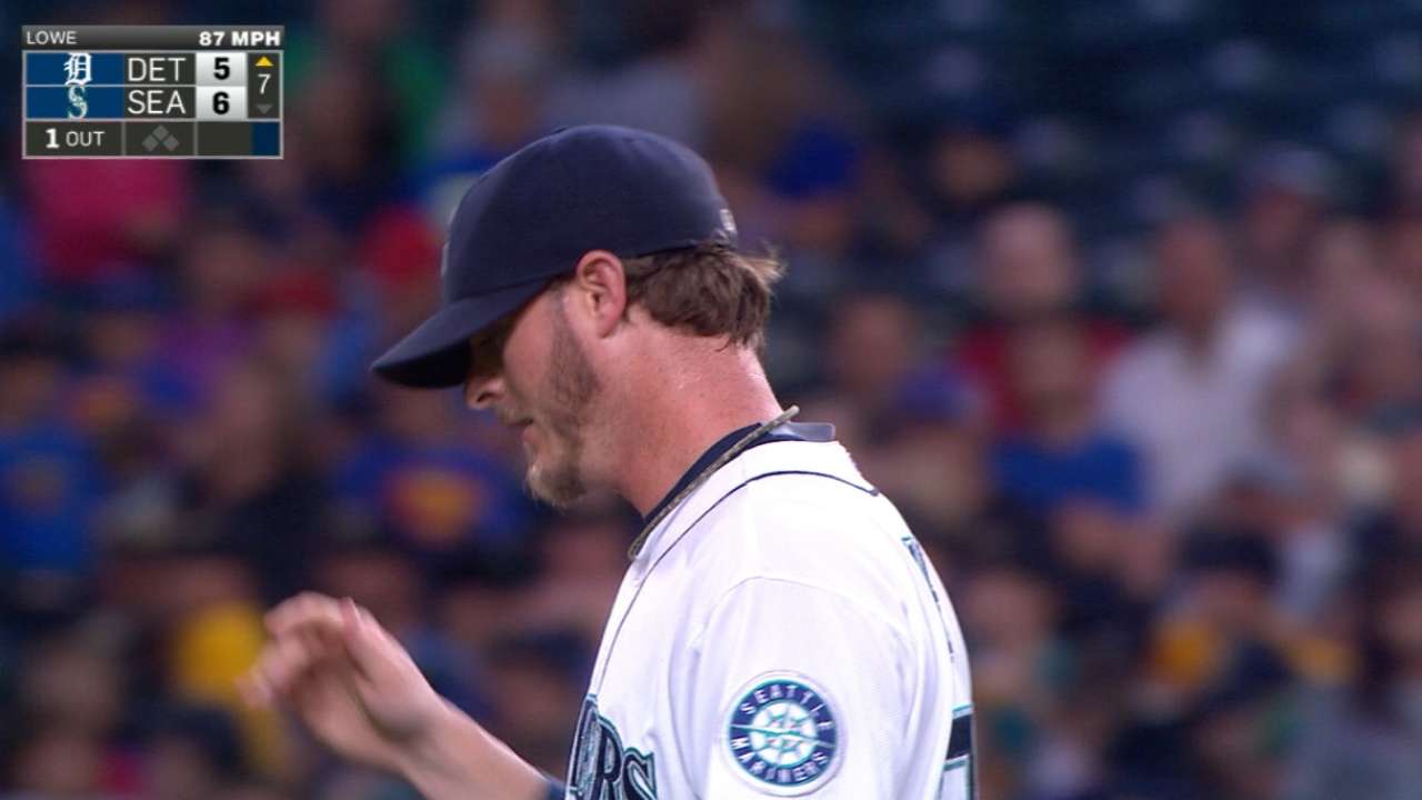 Lowe strikes out the side