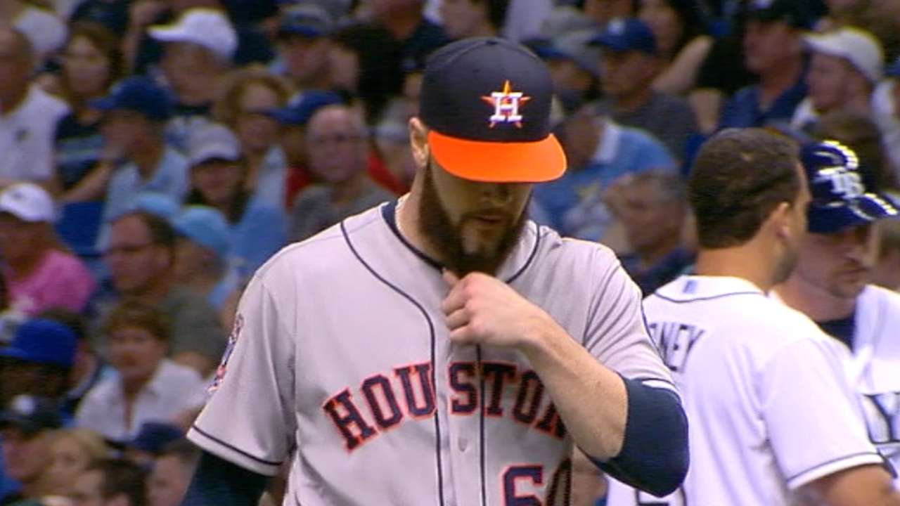 Keuchel gives up three in 2nd after close call