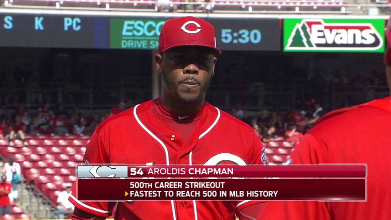 Chapman fastest in MLB to 500 strikeouts