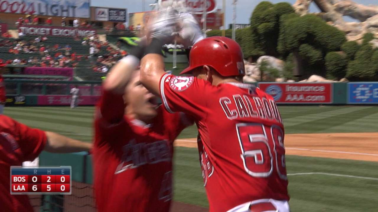 With big 2nd, Angels rout Red Sox in Game 1