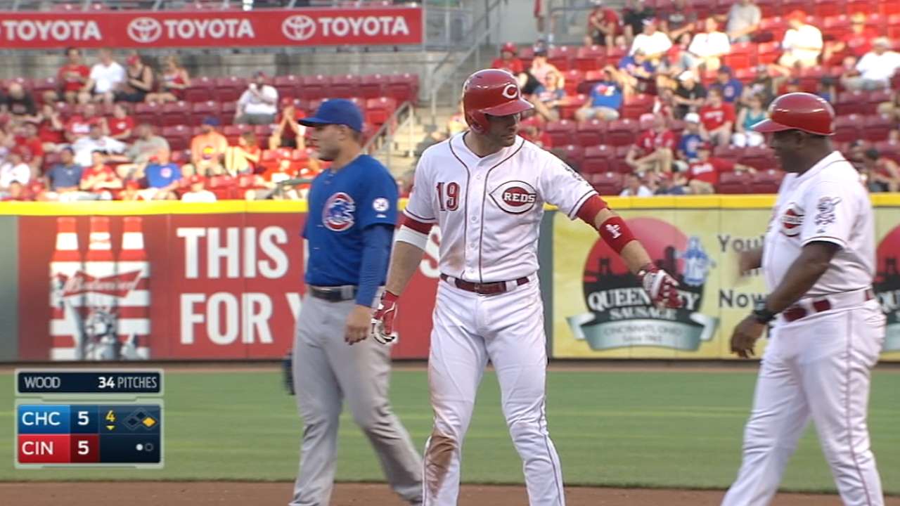 Votto reaches base nine times in one day
