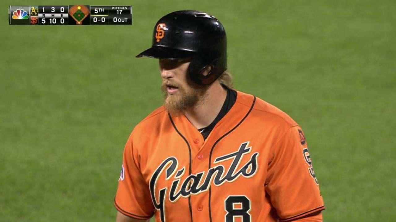 Peavy, Pence lead Giants to win over A's
