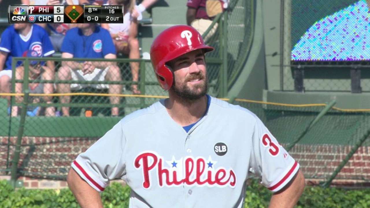 Hamels doubles in the 8th
