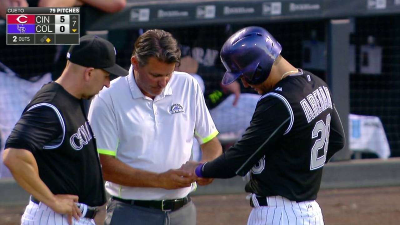 Arenado is plunked