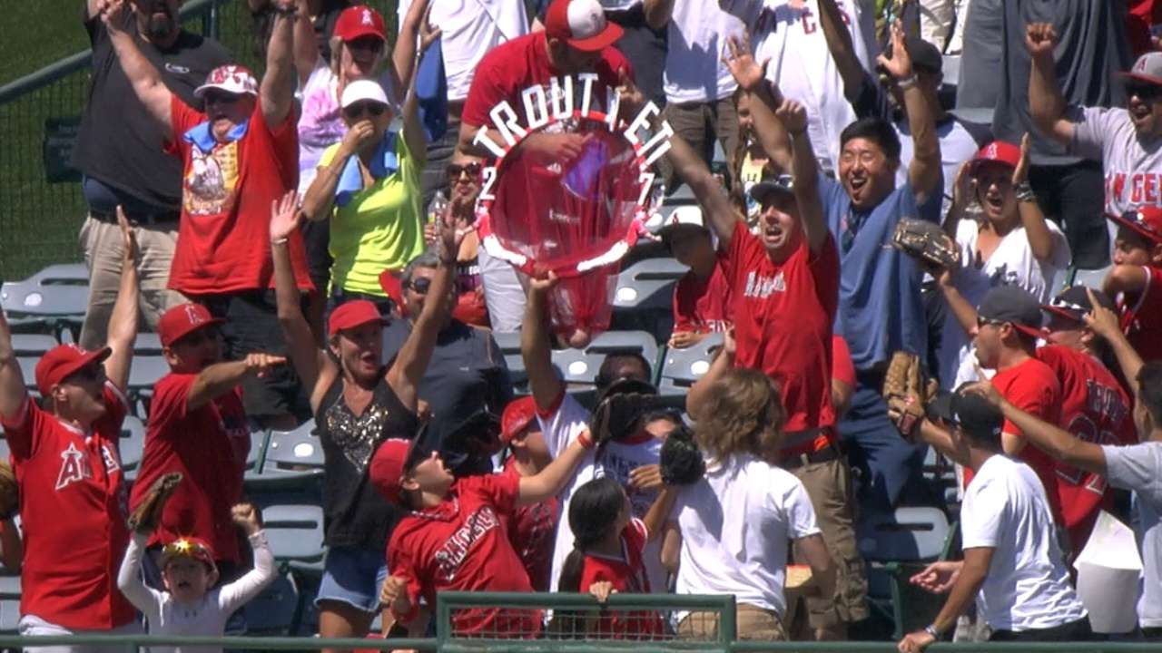 Halos rout Rangers as Trout has huge game