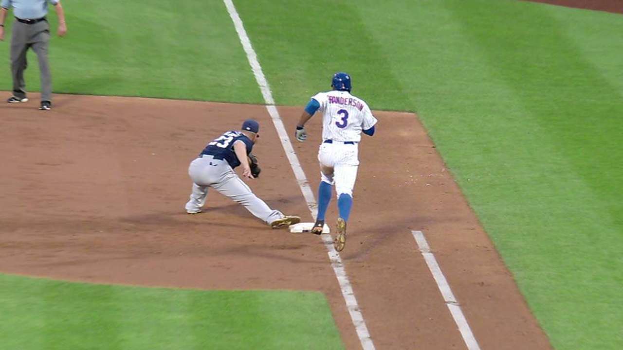 Gyorko throws out Granderson