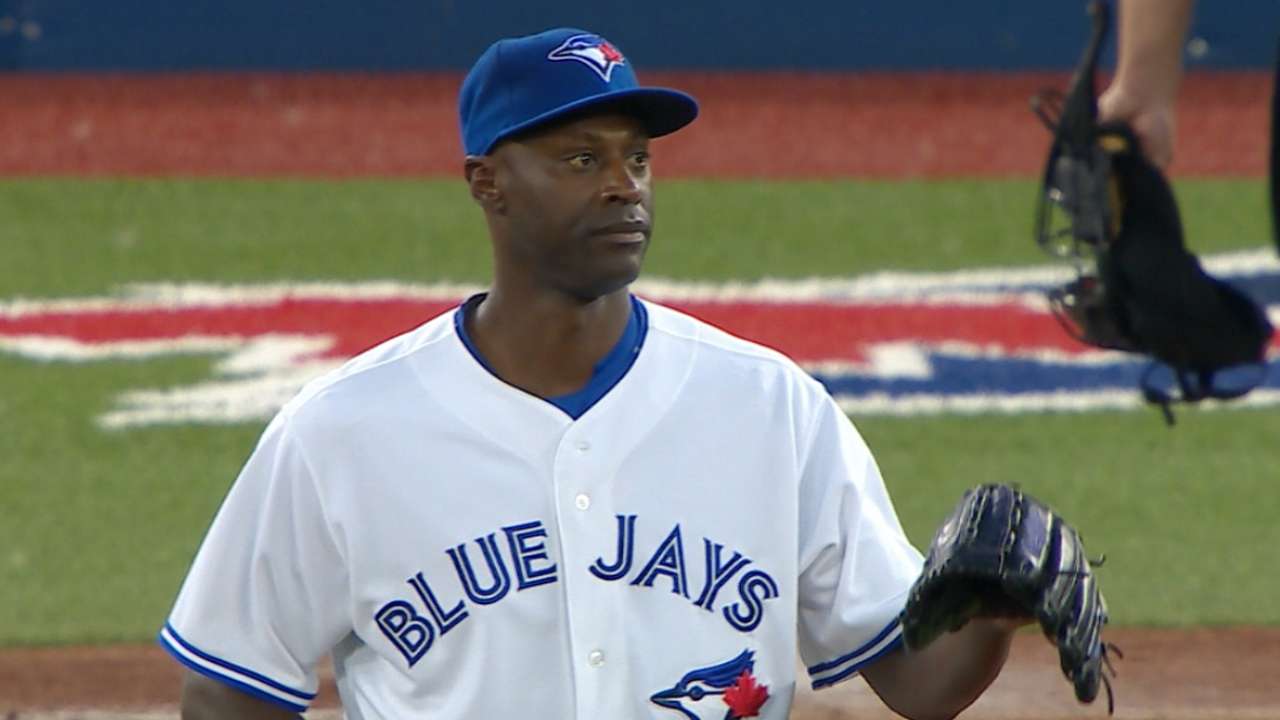 Hawkins' debut with Blue Jays