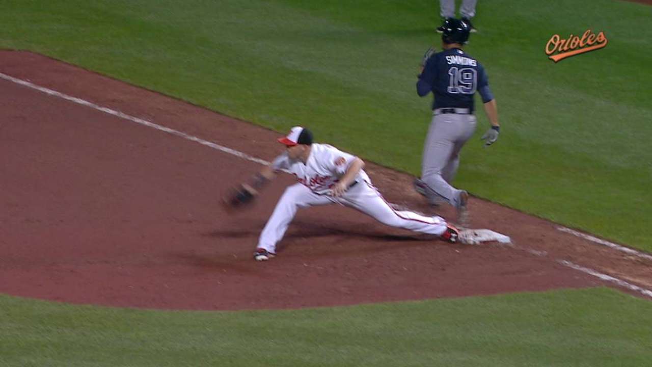 Wieters' out at first stands