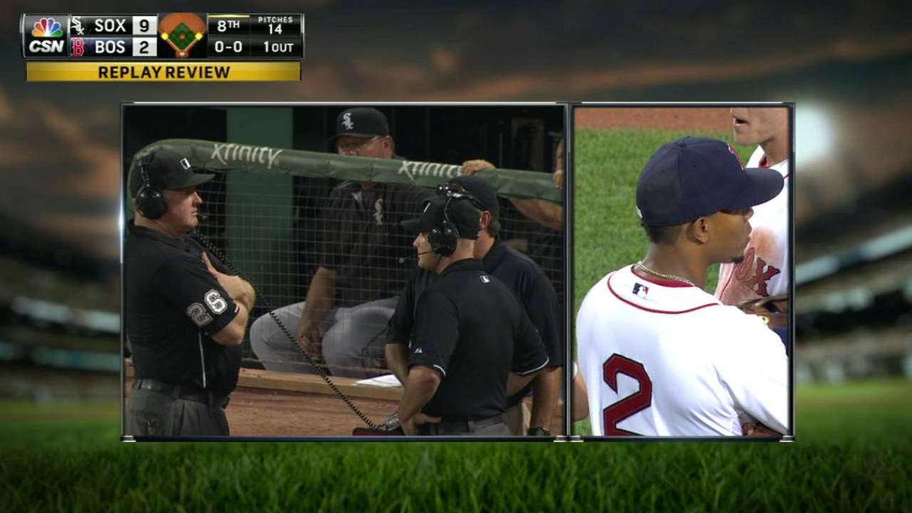 Abreu safe at second on review