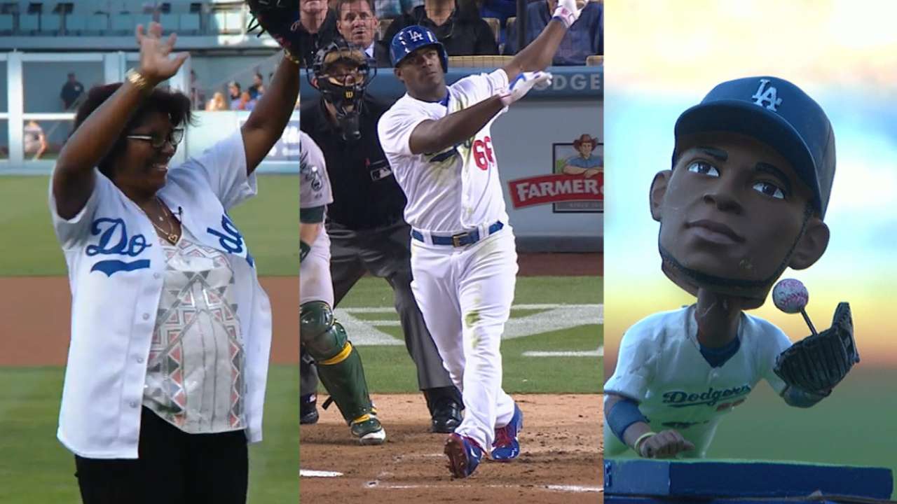 Puig homers on Bobblehead Night