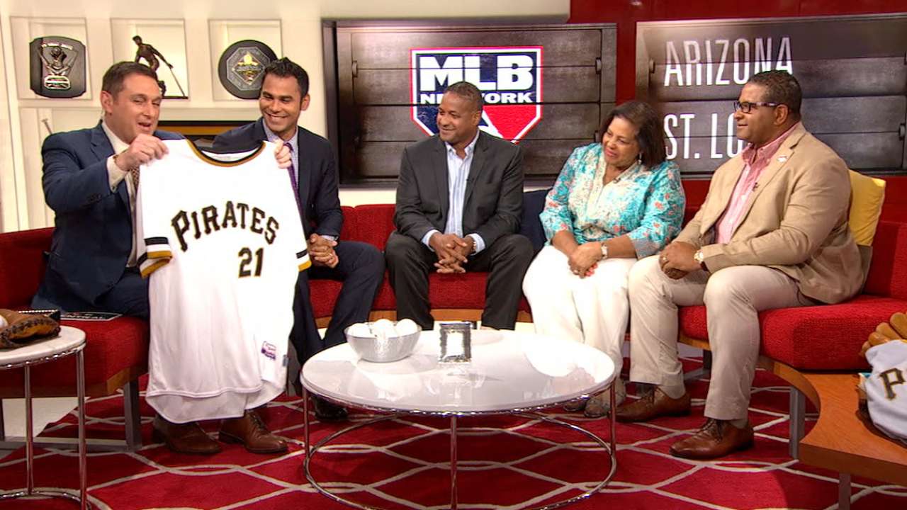 Clemente's widow, sons visit Studio 21