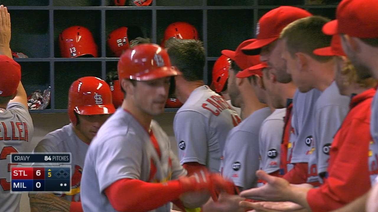 Cardinals score 6 in fifth, shut out Brewers