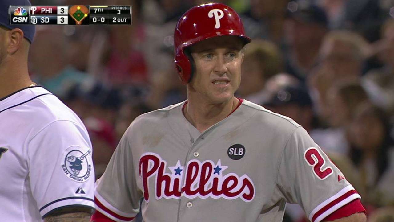 Utley singles in his return