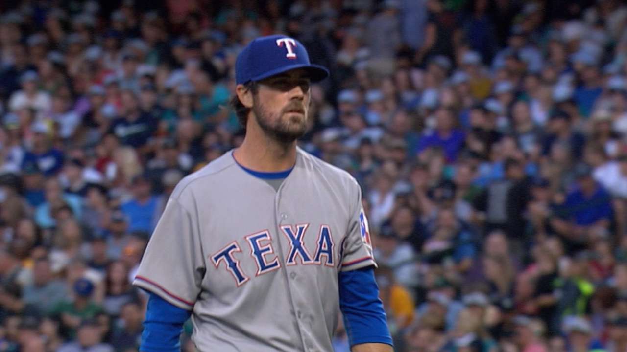 Hamels fans seven over six