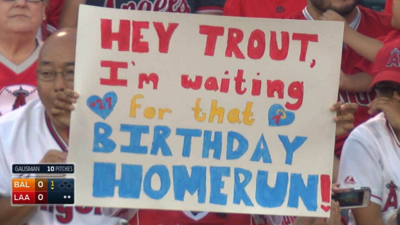 Birthday boy Trout sets tone for wild win vs. O's