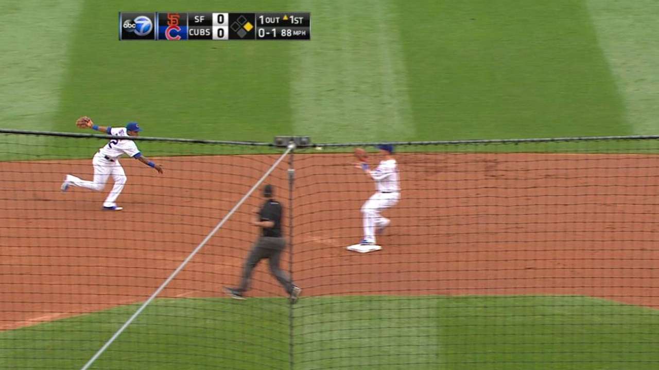 Russell starts 6-4-3 double play