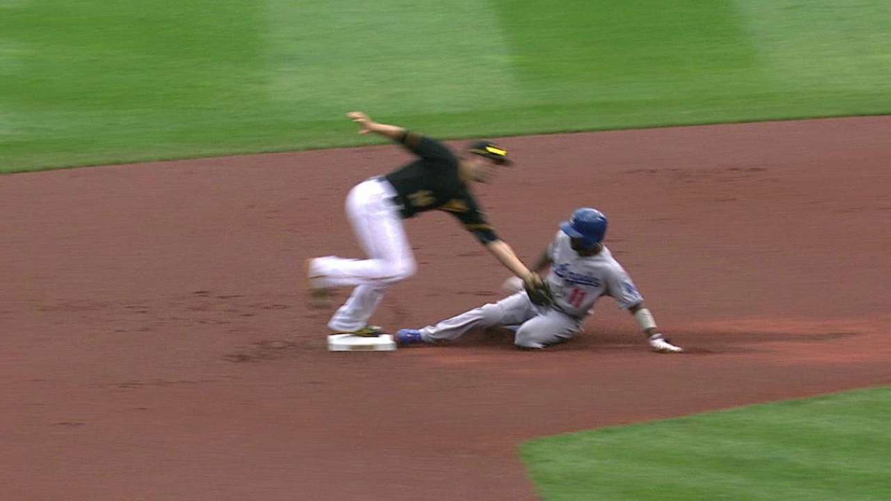 Liriano gets the out at second