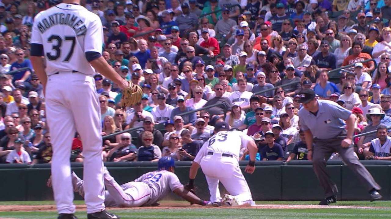 Sucre picks off Beltre at first