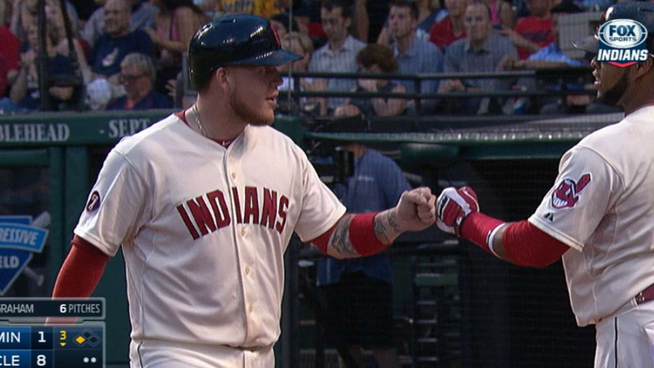 Tribe's offense on fire in rout of Twins