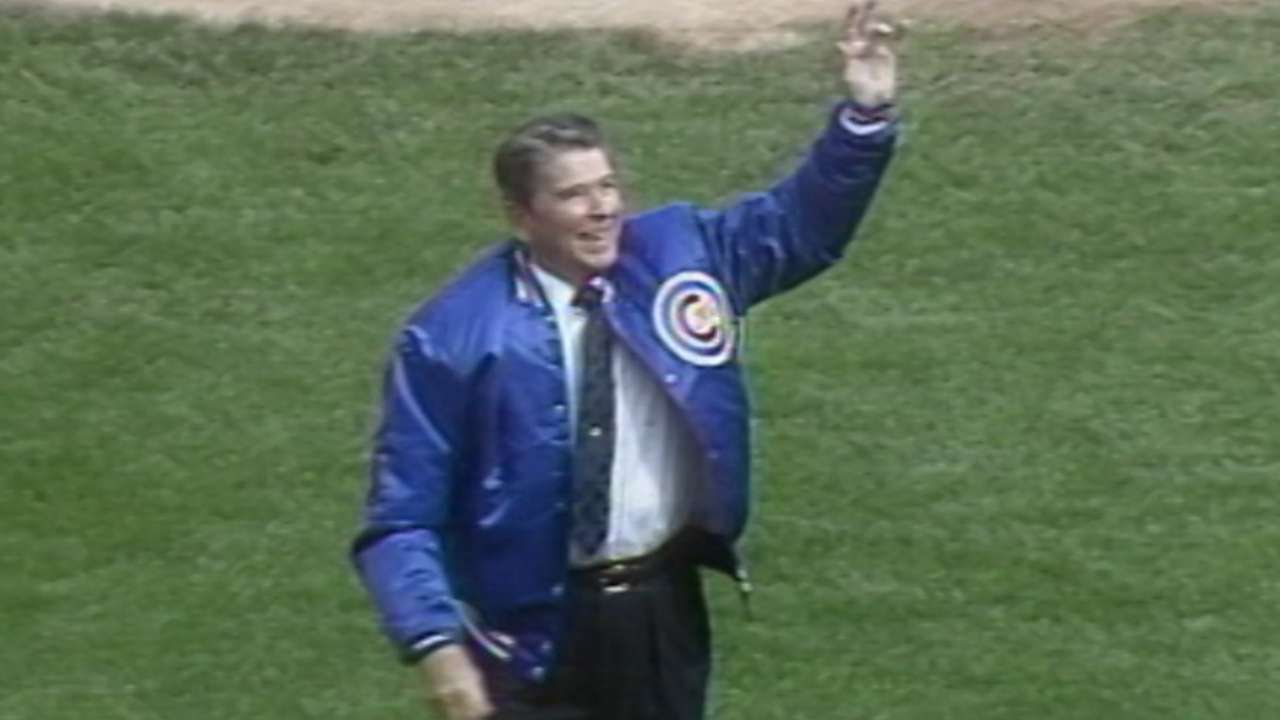 Reagan throws two first pitches