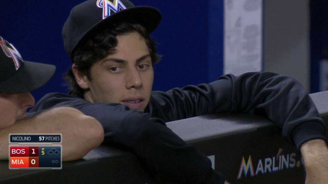 Marlins booth on Yelich's injury