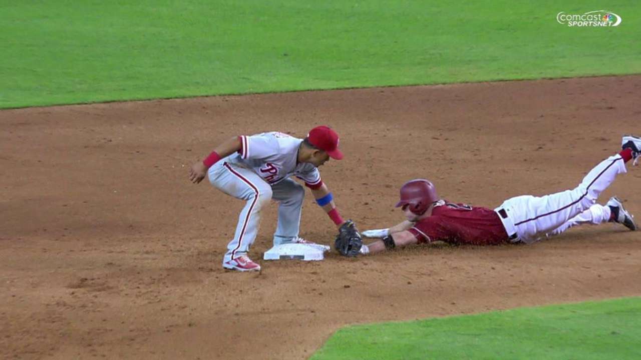 Hill out at second after review