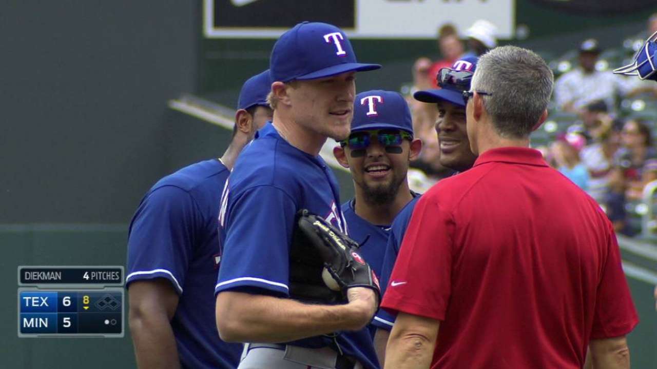 Diekman shakes off line drive to provide instant relief