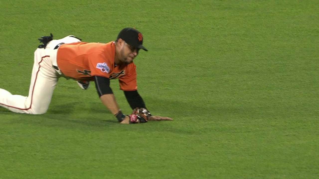 Blanco lays out in center