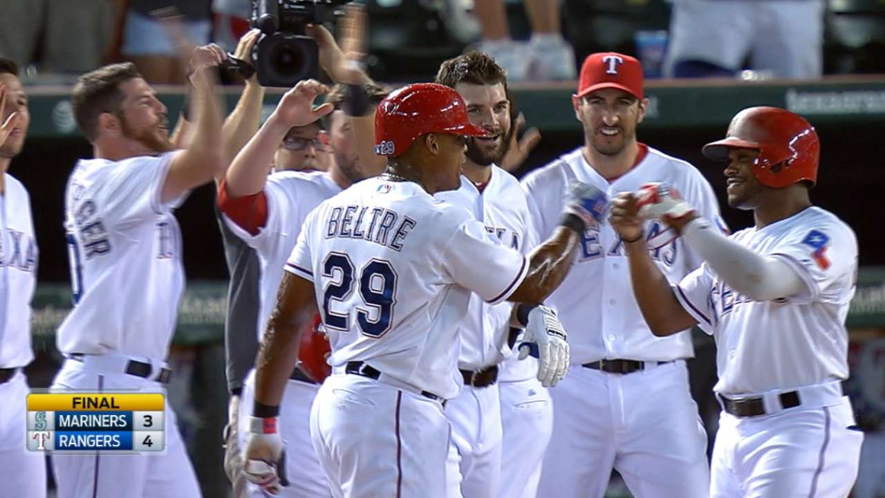 Beltre's walk-off walk