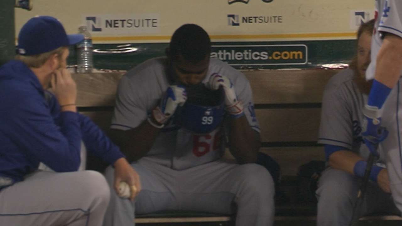 Puig shows frustration