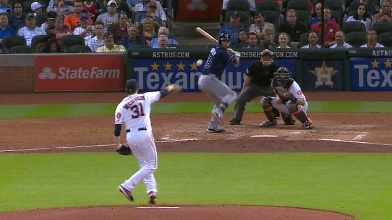 McHugh gets out despite tripping during pitch