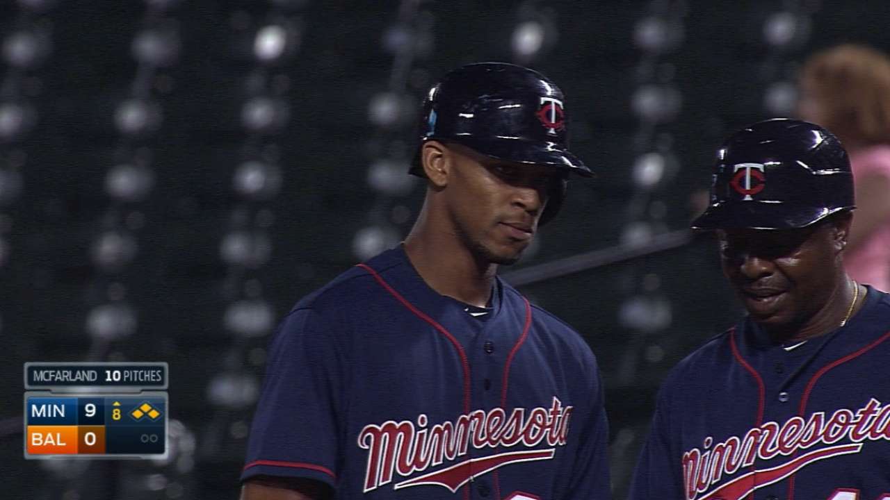 Buxton singles in 8th