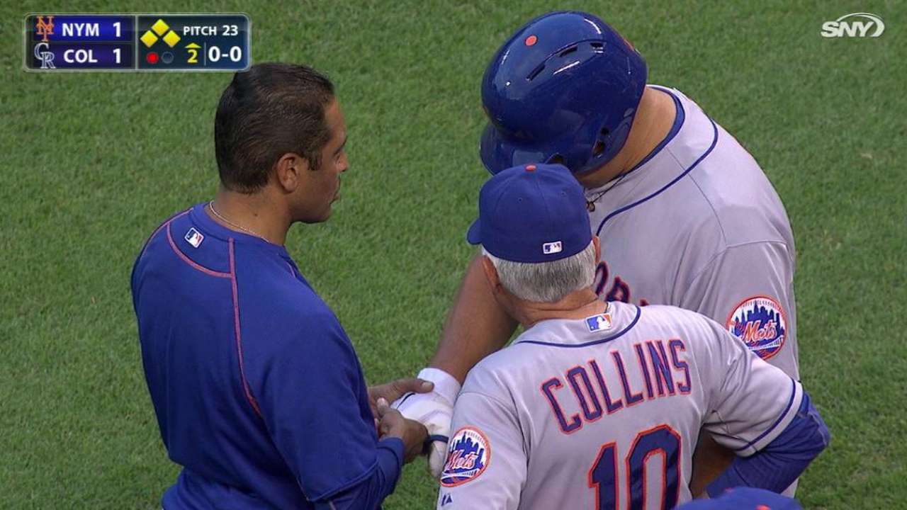 Colon pitches through welt on wrist; X-rays negative