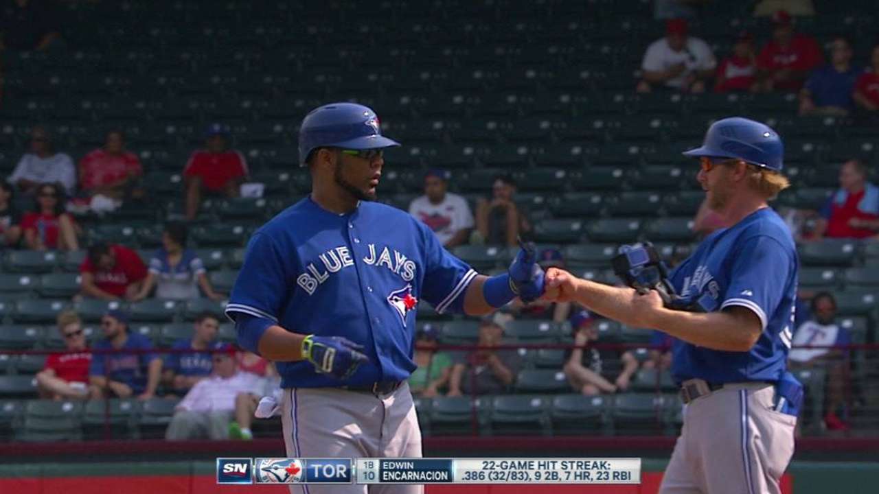 Encarnacion's hitting streak reaches 22