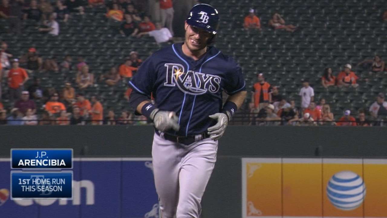 Arencibia's 6 RBIs lead Rays' rout of Orioles