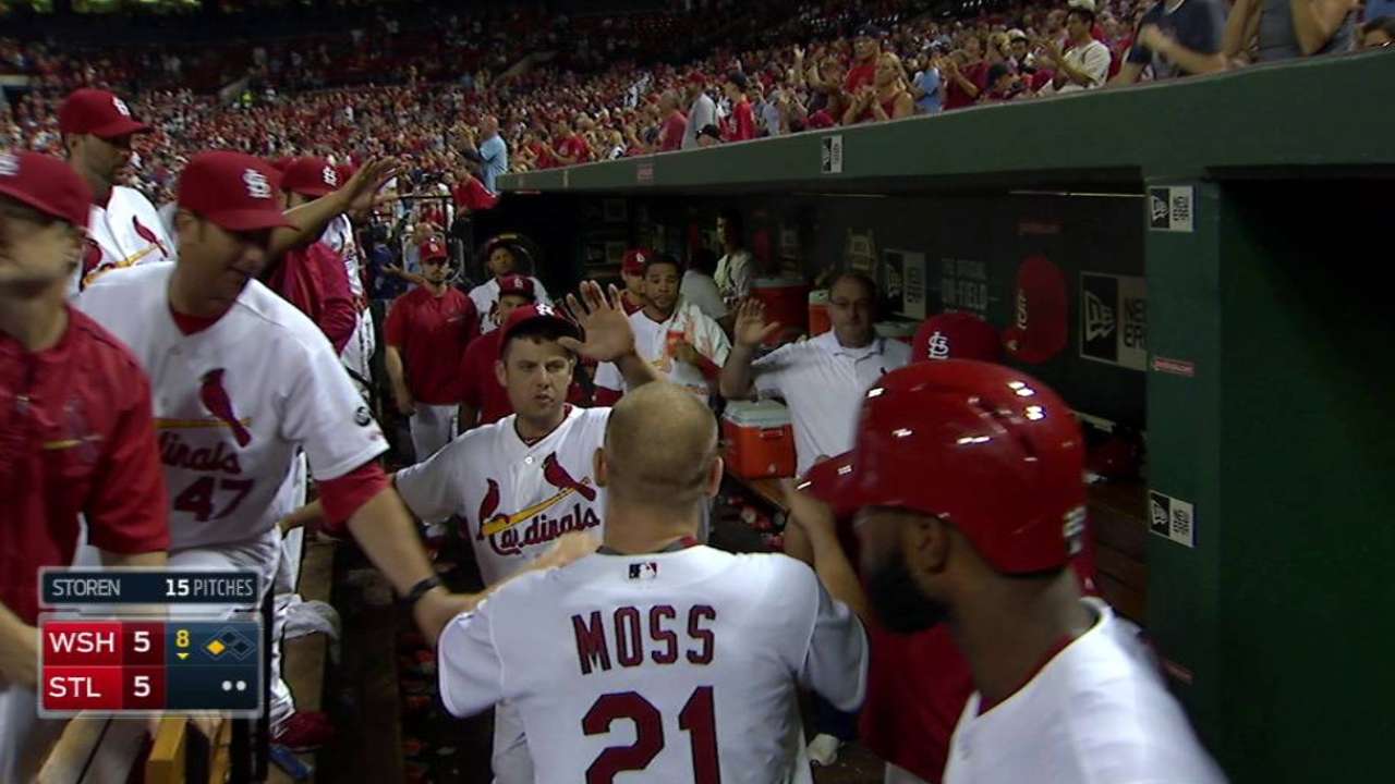 Moss scores on a double play