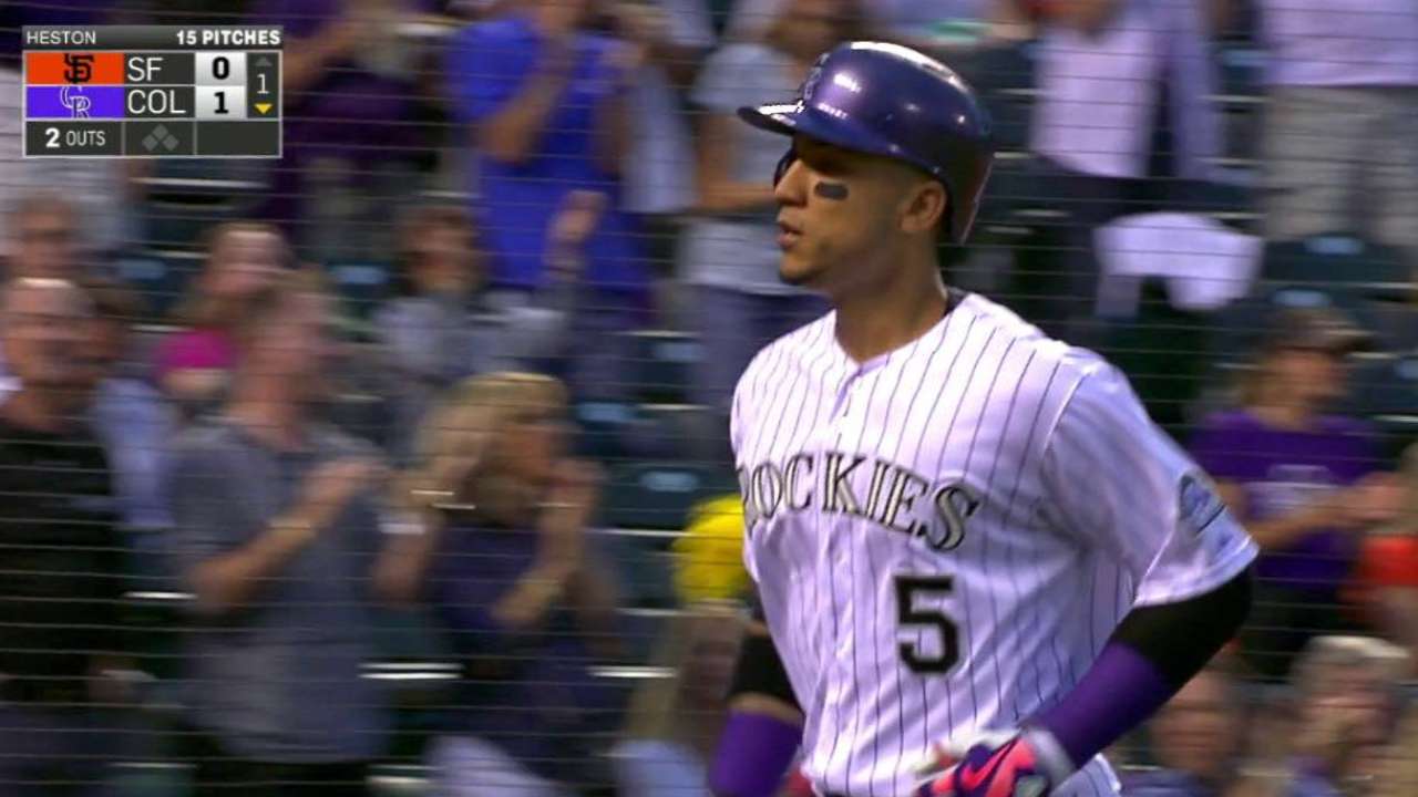 González, Arenado pegan HR y Rockies hunden a S.F.