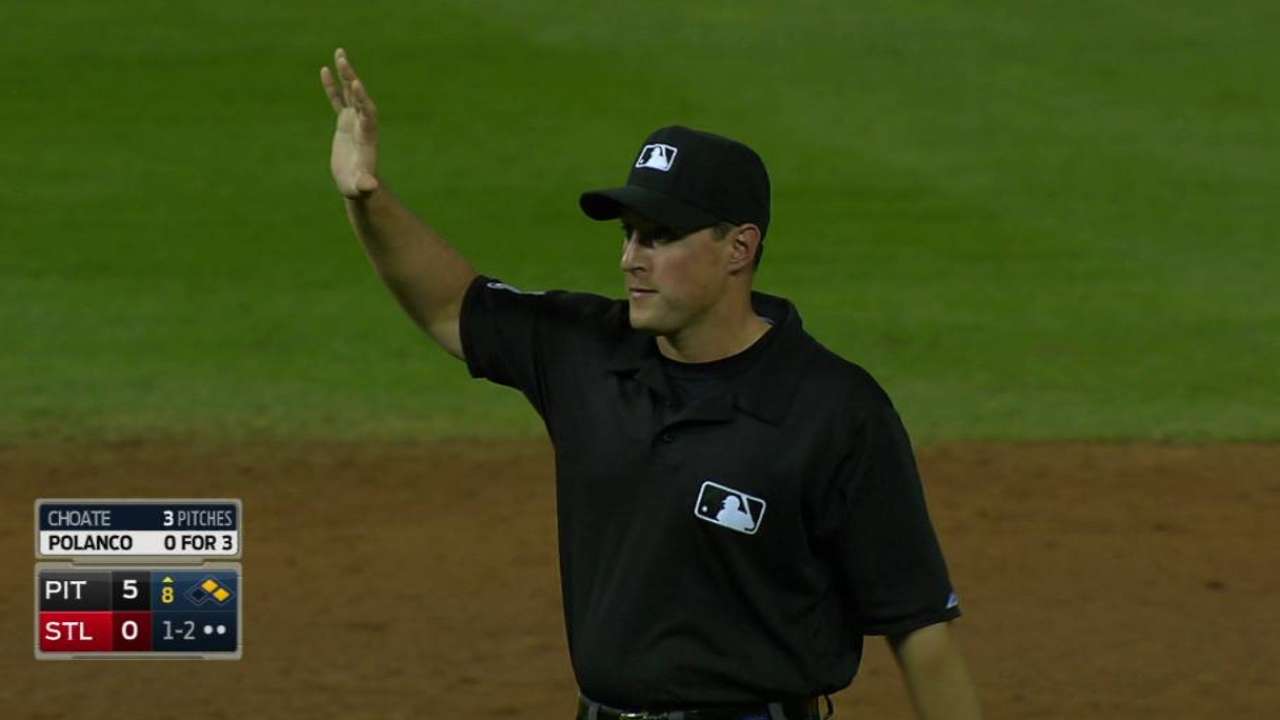 Umpire hit by line drive
