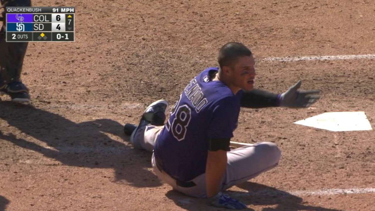 Arenado falls down