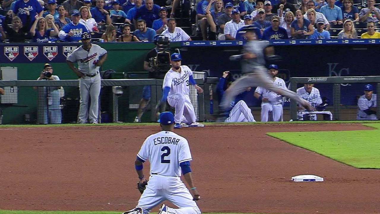 Escobar makes a nice diving play