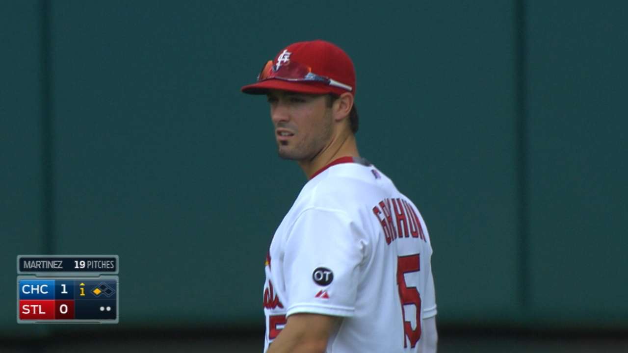 Unable to throw, Grichuk powers through in CF
