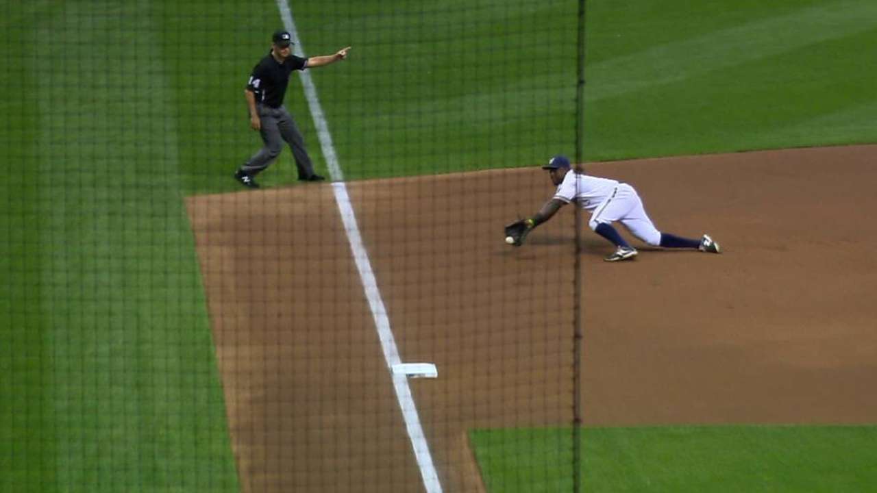 Brewers weighing options for third base, CF